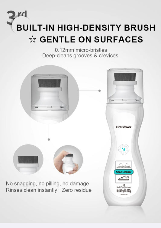 QUICKLY REMOVESSHOE SURFACE STAINS